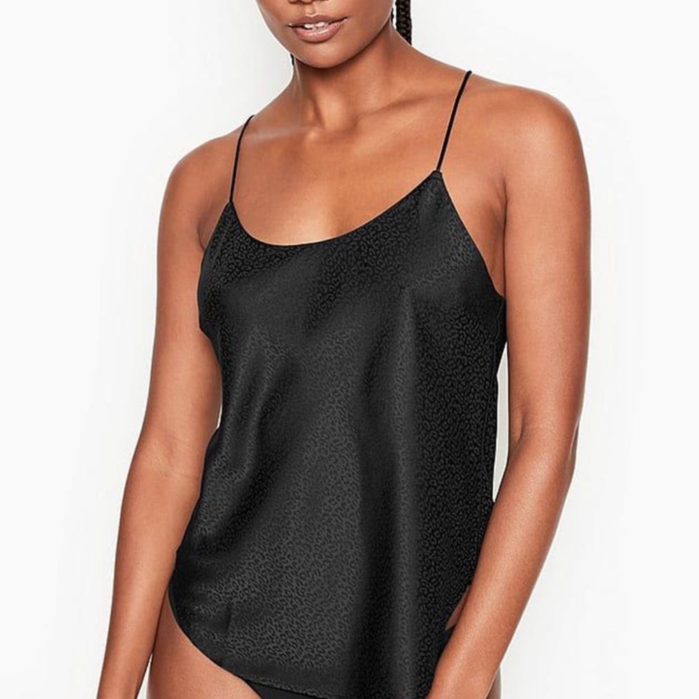 Victoria’s Secret Black Cheetah Silk Sleep Tank | M NWT